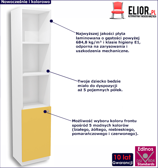 Nowoczesny regał dla dziecka z 5 półkami Elif 11X