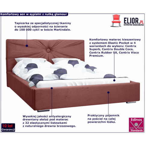 Tapicerowane łóżko z drewnianym stelażem 90x200 Tagis 2X