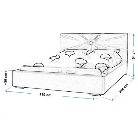 Wymiary tapicerowanego łóżka z pojemnikiem 90x200 Tagis