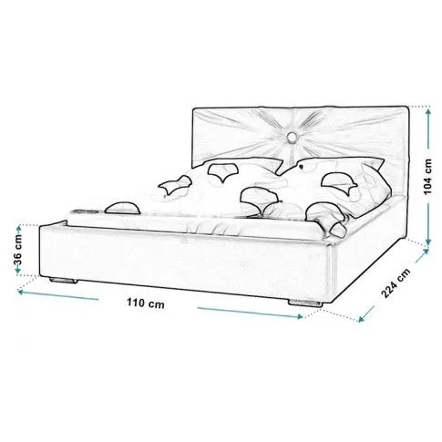 Wymiary tapicerowanego łóżka z pojemnikiem 90x200 Tagis