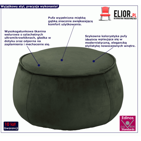 Welurowa pufa miękka Nagua ciemnozielona