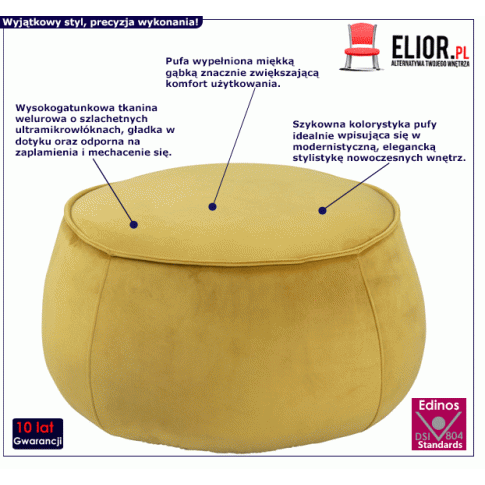 Welurowa pufa miękka Nagua żółta