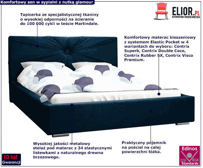 Tapicerowane łóżko z metalowym stelażem 120x200 Loscio 3X