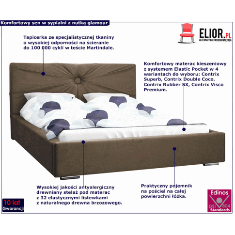 Tapicerowane łóżko z drewnianym stelażem 140x200 Tagis 2X