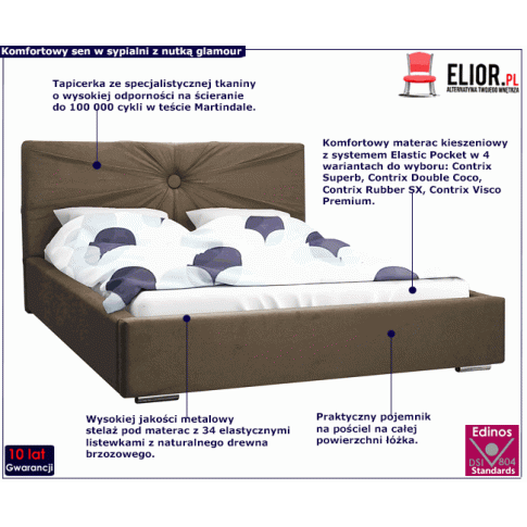 Tapicerowane łóżko z metalowym stelażem 140x200 Tagis 3X