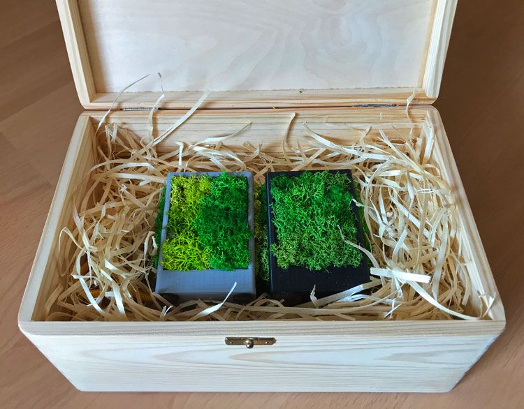 Designerska lampka stołowa LED EX381-Olma z biodegradowalnego filamentu PLA i mchu