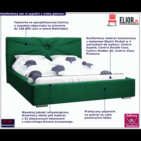 Tapicerowane łóżko z drewnianym stelażem 180x200 Tagis 2X