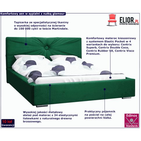 Tapicerowane łóżko z metalowym stelażem 180x200 Tagis 3X