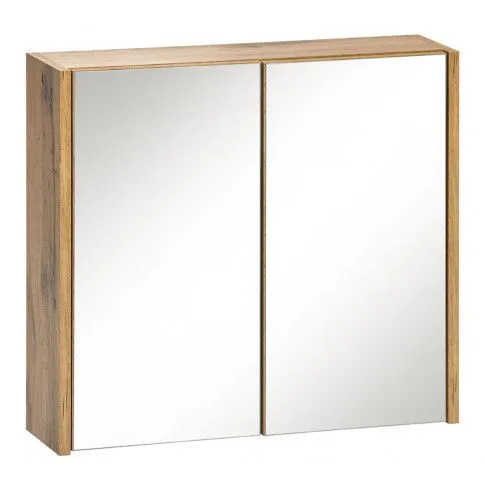 Szafka łazienkowa z lustrzanym frontem Madryt 6X Dąb Wotan