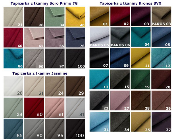 Wybór dostępnych tapicerek do łóżka Orina