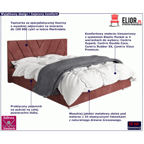 Tapicerowane łóżko z metalowym stelażem 90x200 Orina 3X