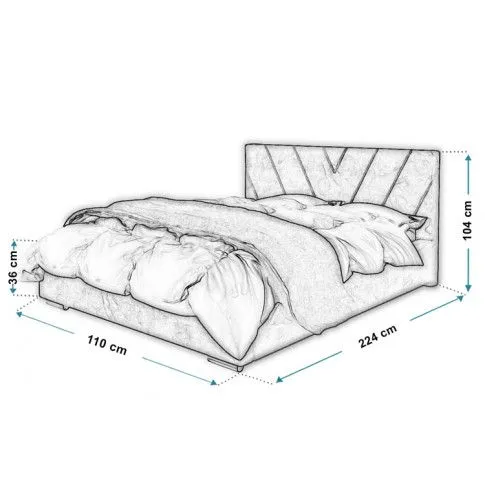 Wymiary tapicerowanego łóżka 90x200 Orina