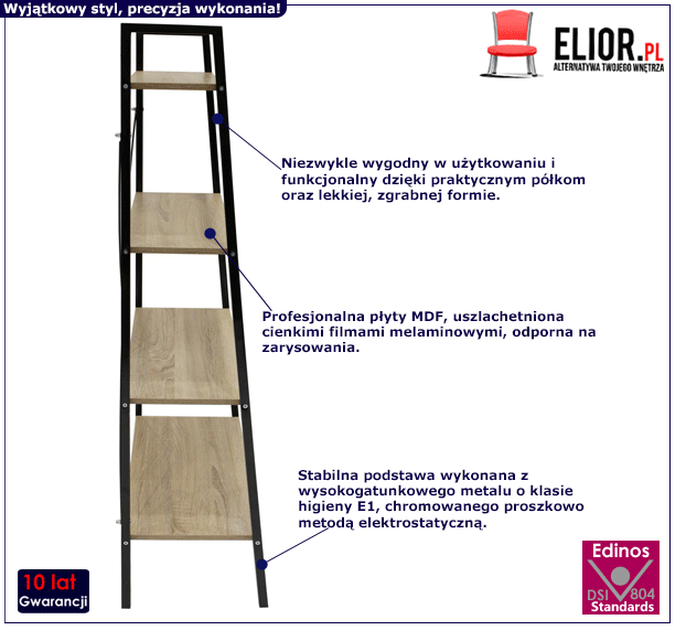 Industrialny regał otwraty Mefis 2X - naturalny