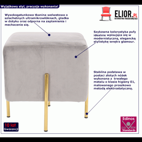 Szara pufa welwetowa Sohio glamour