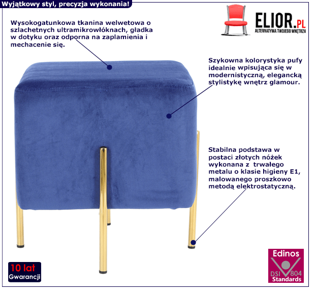 Niebieska pufa Glub - welwetowa