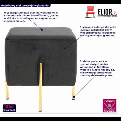 Czarna pufa welwetowa Sohio glamour