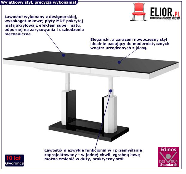 Rozkładany ławostół Fandon 2X - czarno biały