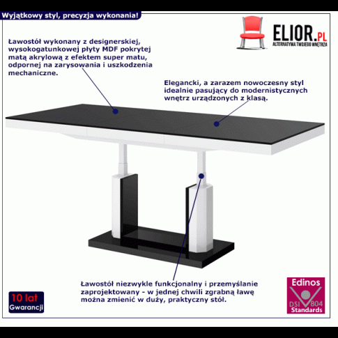 Czarno biały lawostół rozkładany Havier 2X