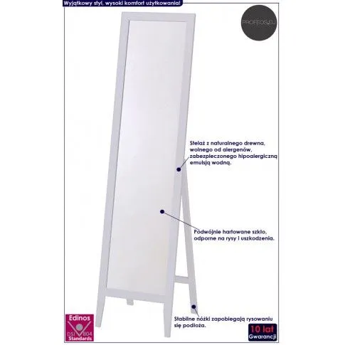 Fotografia Drewniane lustro stojące Costa - białe z kategorii Lustra