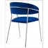 Tapicerowane niebieskie krzesło z metalową podstawą Piano 3X