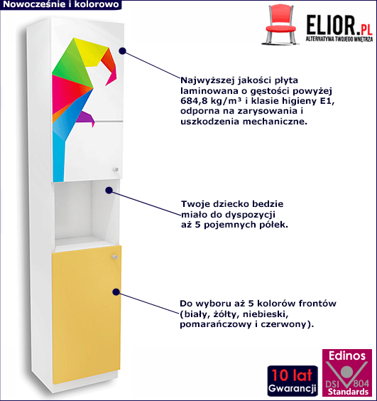 Nowoczesny regał dla dziecka z 5 półkami Elif 13X
