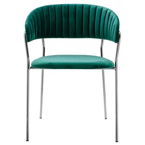 Krzesło ciemnozielone tapicerowane ze srebrnymi nóżkami Piano 3X