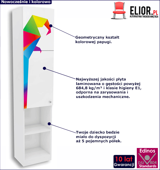 Nowoczesny regał dla dziecka z 5 półkami Elif 14X