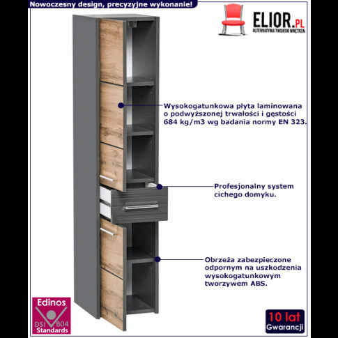 Słupek łazienkowy wiszący Madryt 2X Antracyt