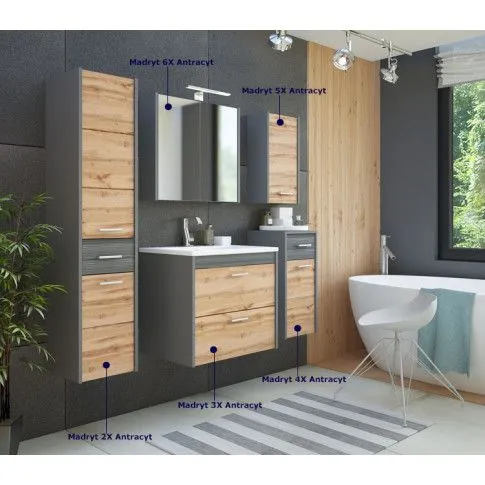 Zestaw podwieszanych mebli łazienkowych Madryt Antracyt