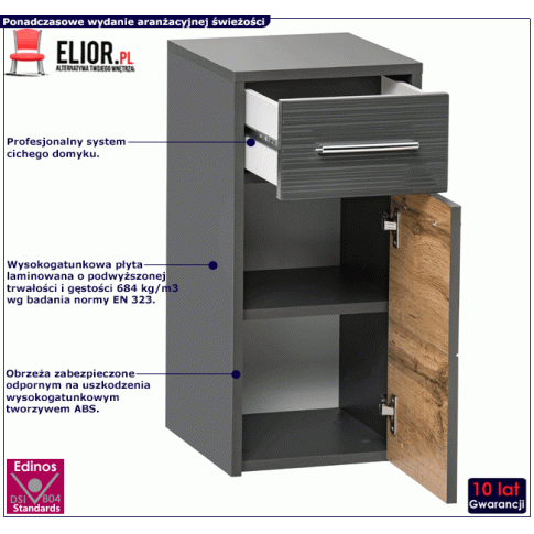 Wiszacy polslupek lazienkowy Madryt 4X Antracyt