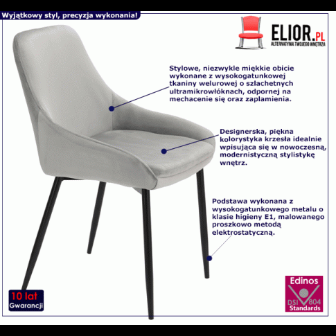 Welurowe krzesło Anaki szare