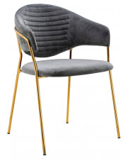 Szare krzesło tapicerowane ze złotą podstawą - Nemo 3X w sklepie Edinos.pl