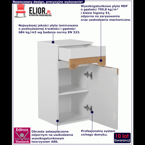 Wnętrze szafki łazienkowej Marbella 3X Biały połysk