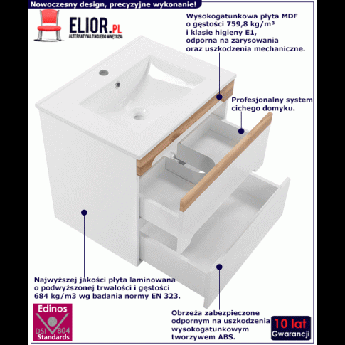 Podwieszana szafka lazienkowa pod umywalke Marbella 4X 60 cm
