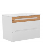 Wisząca szafka pod umywalkę z szufladami - Marbella 4X Biały połysk 80 cm w sklepie Edinos.pl