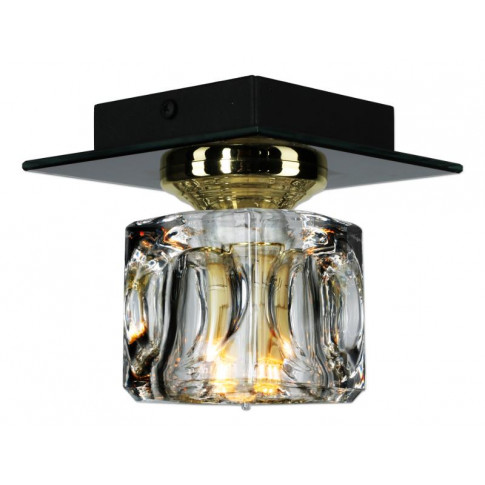 Czarna lampa sufitowa EX466-Riwo z kryształowym kloszem