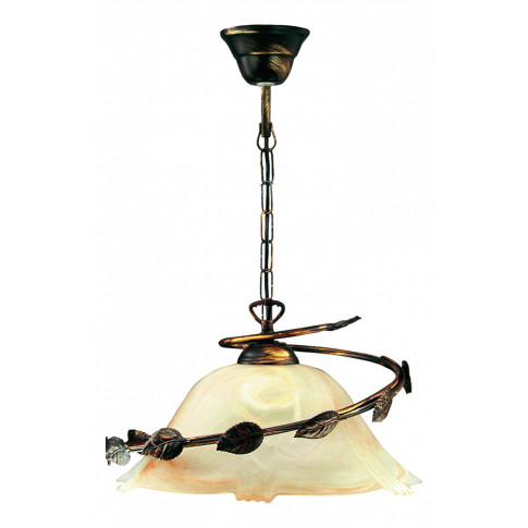 Klasyczna lampa wisząca EX471-Venit ze szklanym, beżowym kloszem
