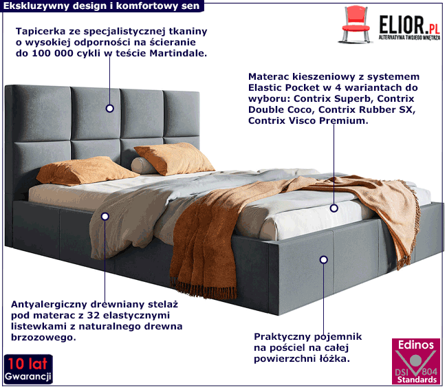 Tapicerowane łóżko 160x200 Kamelia 2X