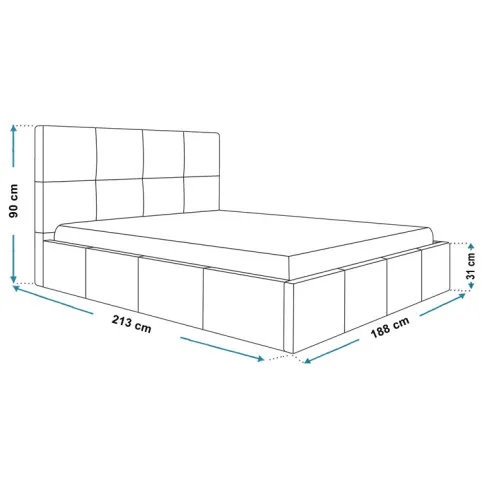 wymiary łóżka 180x200cm Nikos