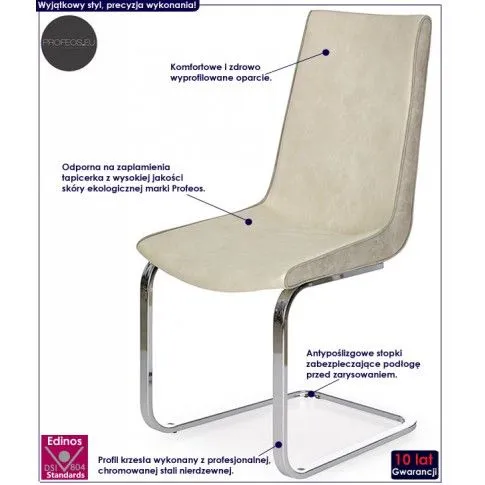 Fotografia Tapicerowane krzesło Swing - kremowe + popiel z kategorii Krzesła tapicerowane