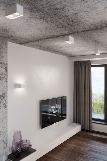 Biały prostokątny plafon sufitowy EX509-Quas
