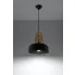 Czarna lampa wisząca loft EX516-Casko z elementami drewnianymi