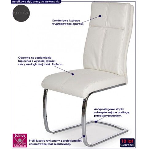 Fotografia Białe tapicerowane krzesło na płozach - Gerdan z kategorii Krzesła tapicerowane