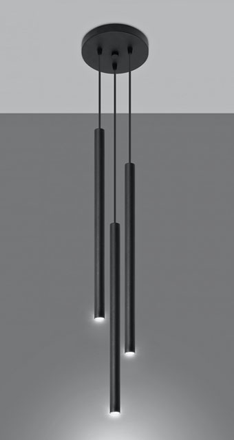 Czarna nowoczesna lampa wisząca EX521-Pastels z trzema zwisami