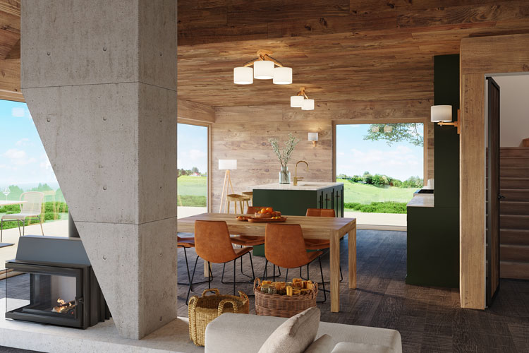 Skandynawski drewniany kinkiet EX528-Tosa z białym abażurem