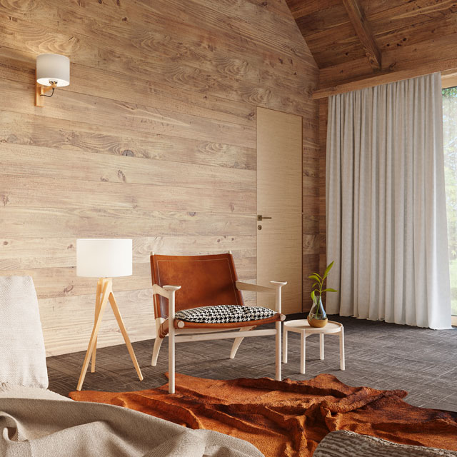 Drewniana lampa stojąca EX574-Tosa trójnóg z abażurem