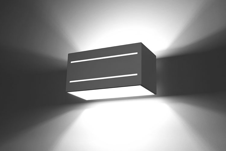 Szara lampa ścienna LED w formie prostokąta EX531-Prima
