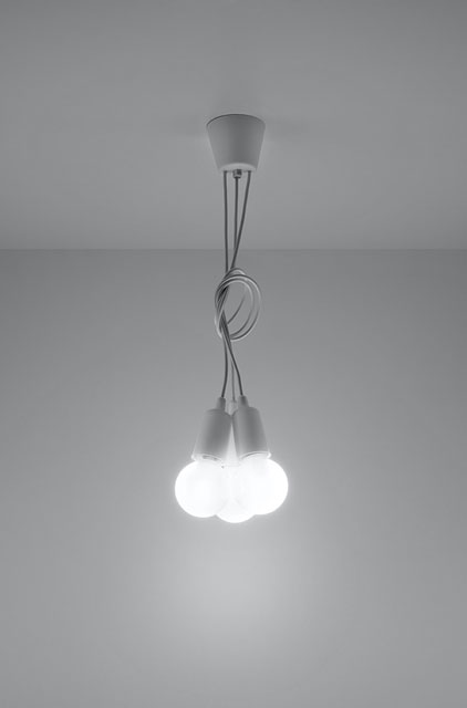 Biała loftowa lampa wisząca EX542-Diegi na regulowanych przewodach