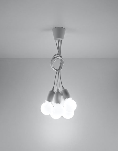 Biała loftowa lampa wisząca EX543-Diegi z rtegulowanymi zwisami
