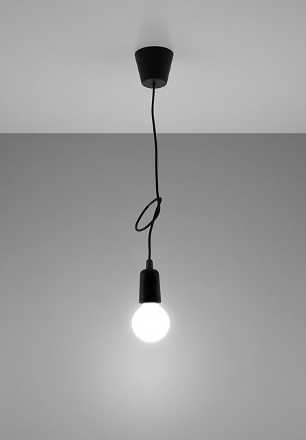 Czarna pojedyncza lampa wisząca EX541-Diegi z regulowaną wysokością